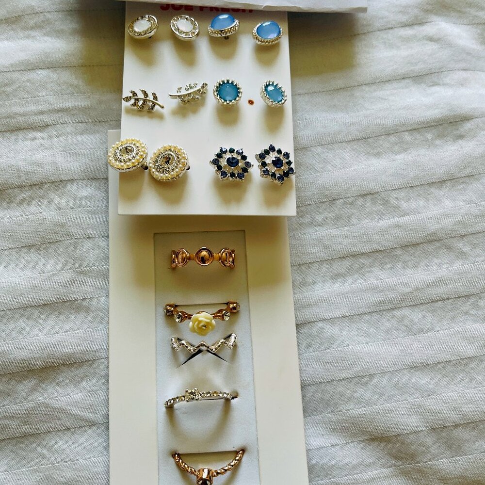 BUNDLE SALE ** (6) sets of Earrings (semi precious) and (5) Rings. NWOT.